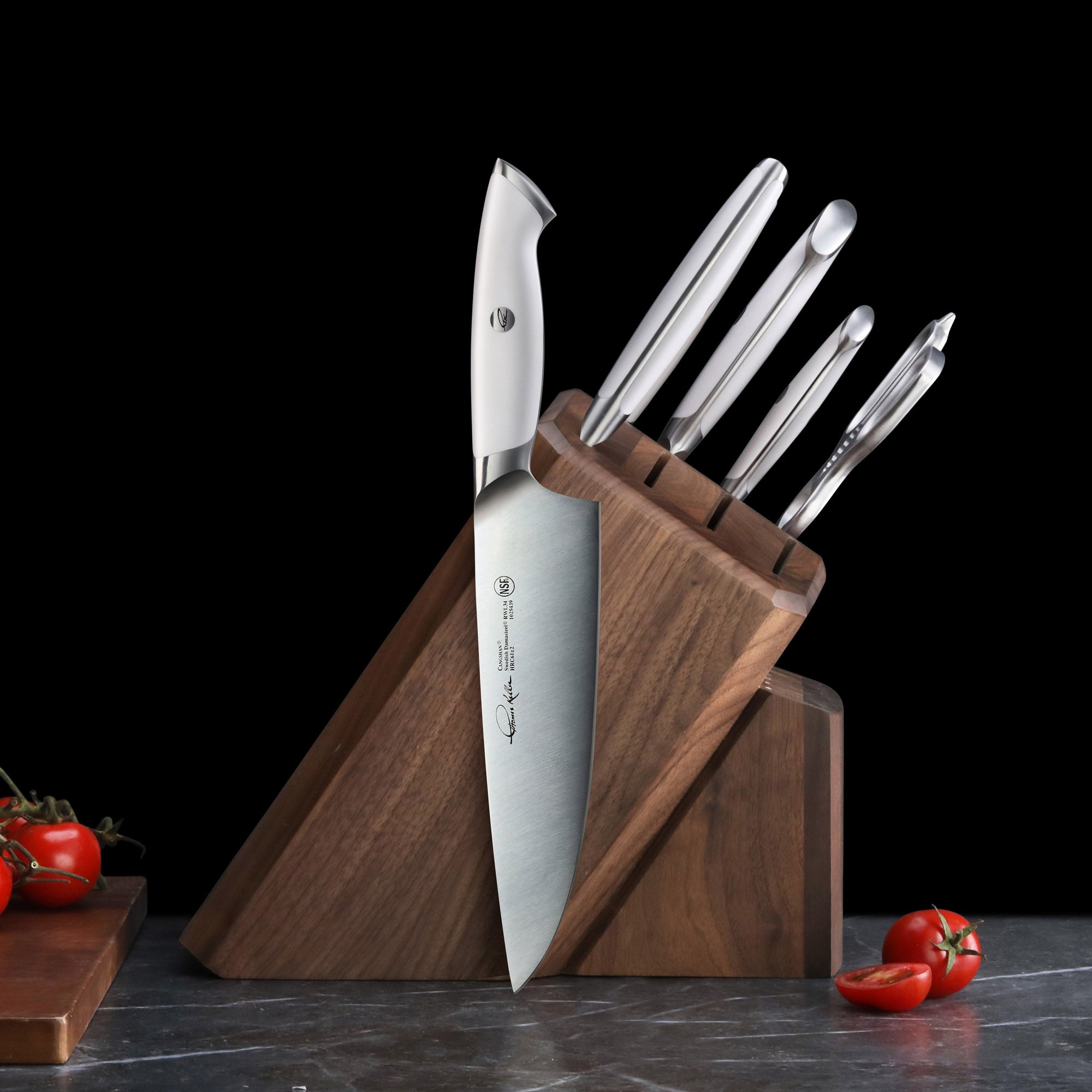 Thomas Keller Signature Collection 7-Piece Knife Block Set, White