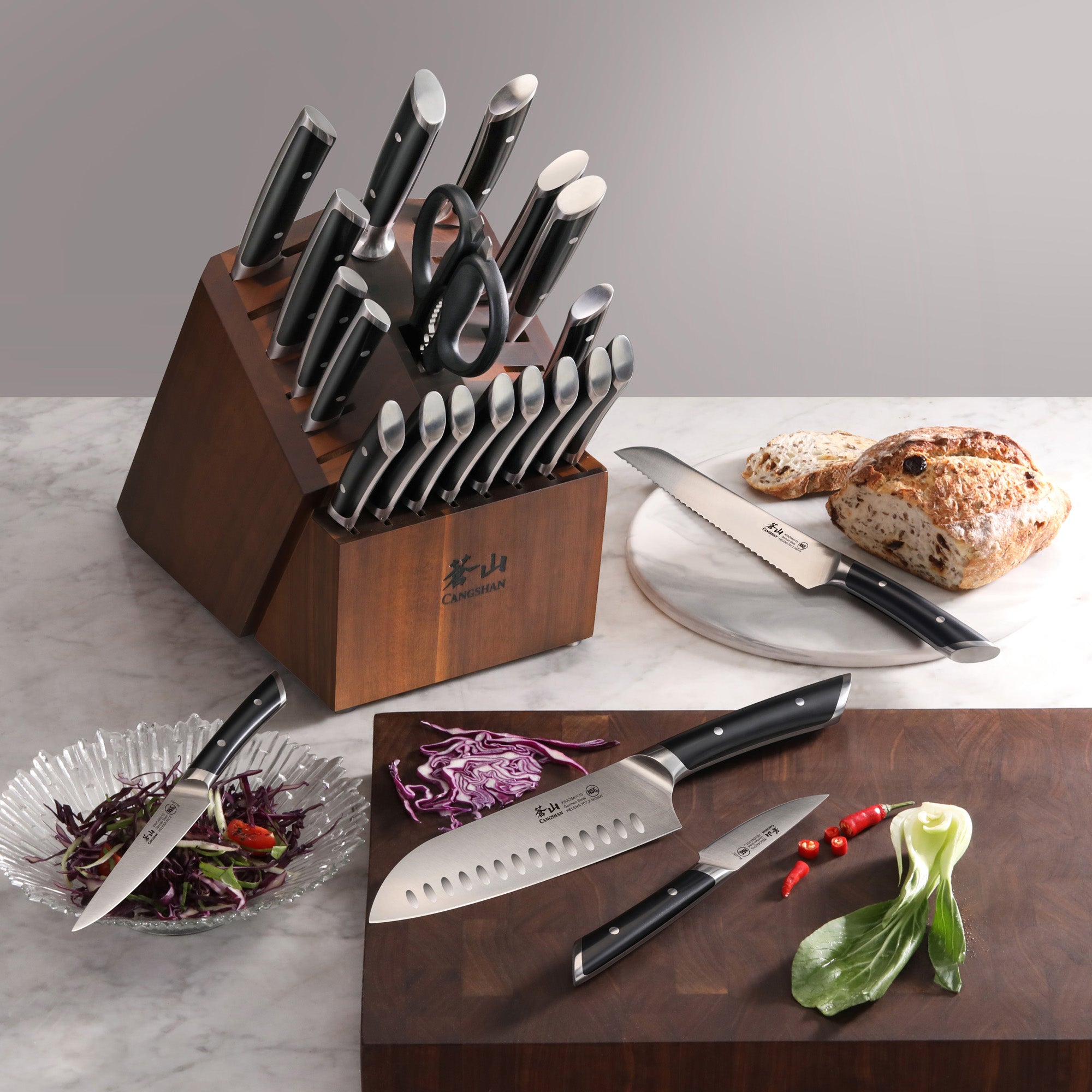 Cangshan HELENA Series German Steel 23-piece Knife Block Set, Black