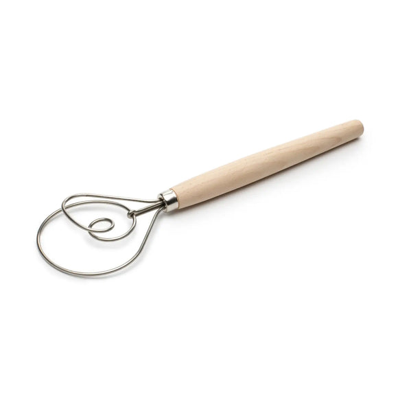 Fox Run Danish Dough Whisk, SS and Wood, 12"