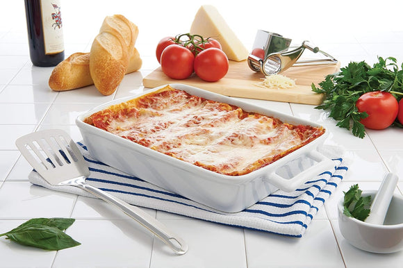 HIC Porcelain Lasagna Pan, White