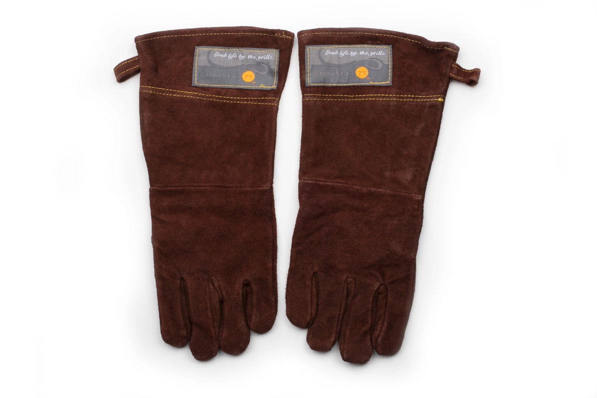 Outset Brown Leather Grill Gloves, Set of 2, 15"