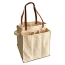Capabunga Heavy Canvas Market Tote, Natural with Brown Handles