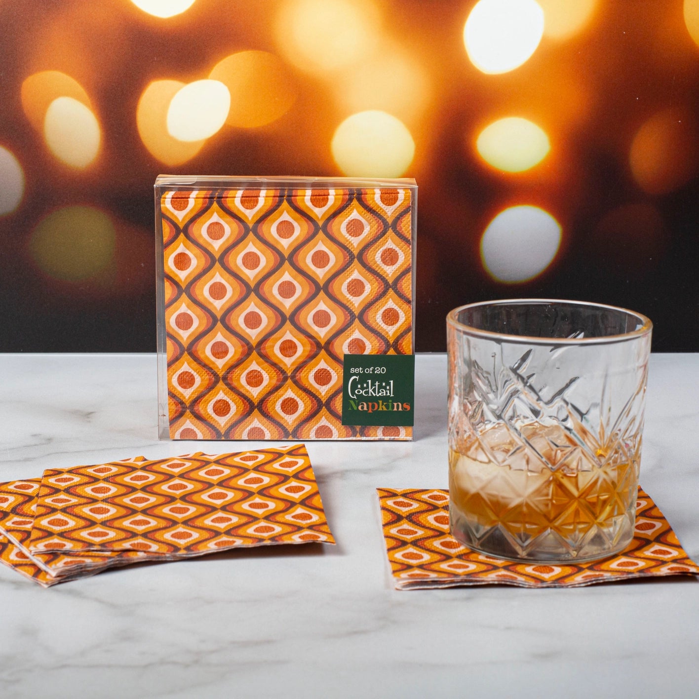 Mod Lounge Paper Co Cocktail Napkin Amber Circle in Waves