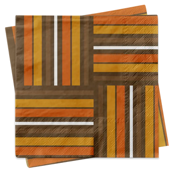 Mod Lounge Paper Co Cocktail Napkin Orange and Brown Retro Squares