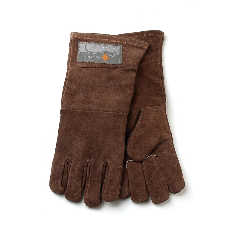 Outset Brown Leather Grill Gloves, Set of 2, 15"