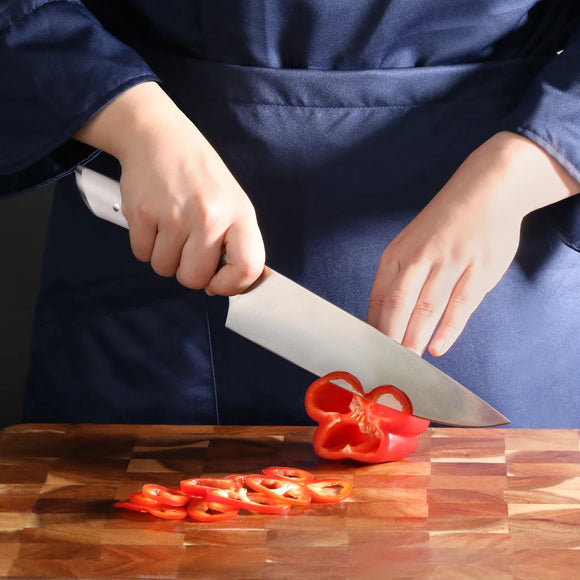 Cangshan HELENA 6pc Knife Block Set, Forged German Steel, HUA Acacia Block, White