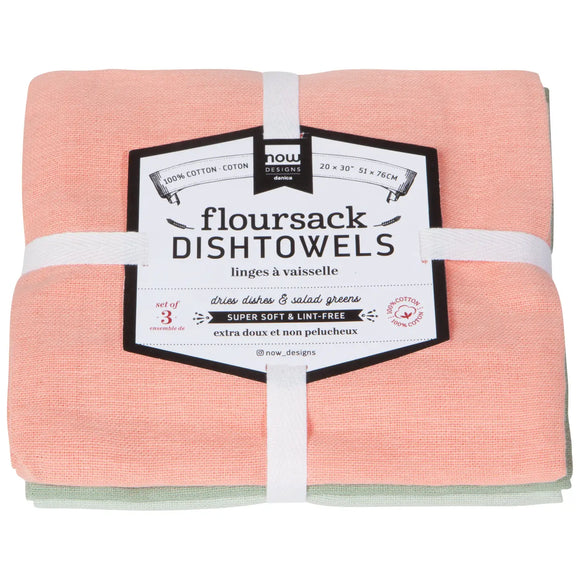 Now Designs Floursack Dishtowels, Set of 3, Multiple Colors