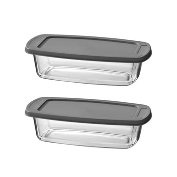 Fox Run Glass Loaf Pans with Lids, Set of 2