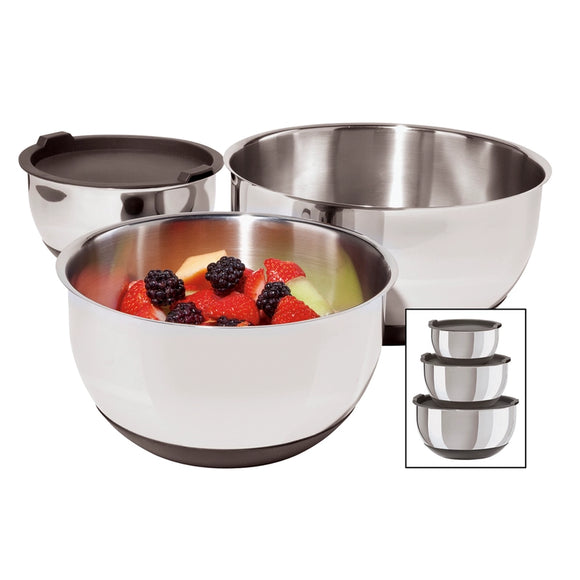 OGGI Stainless Steel Bowls w/ Silicone Base, Set 3