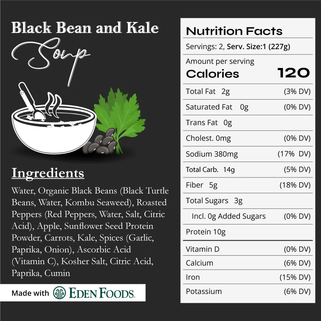 18 Chestnuts Soup - Black Bean & Kale