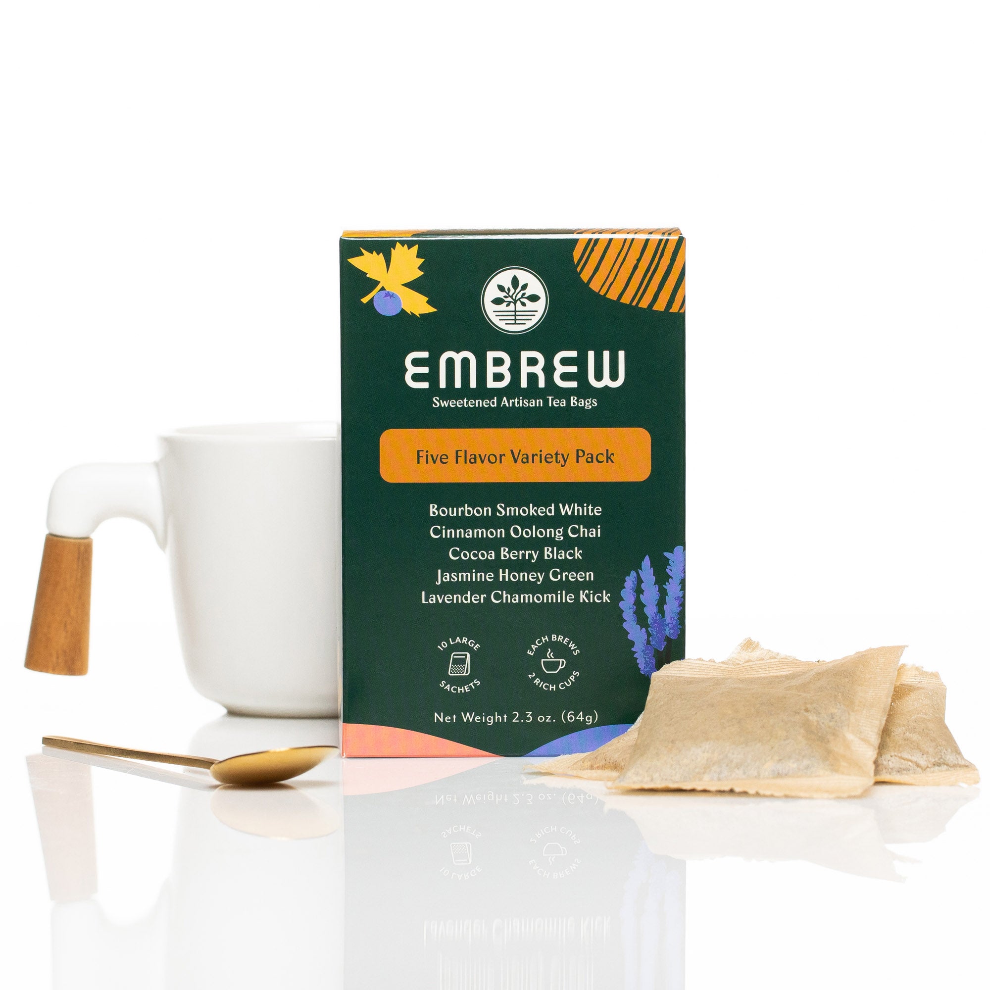 Embrew Tea 5-Flavor Variety Pack Sweetened Tea Bags