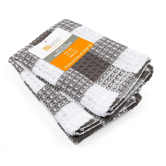Mü Kitchen Nana's Dishcloth, Set of 2, Gray/White