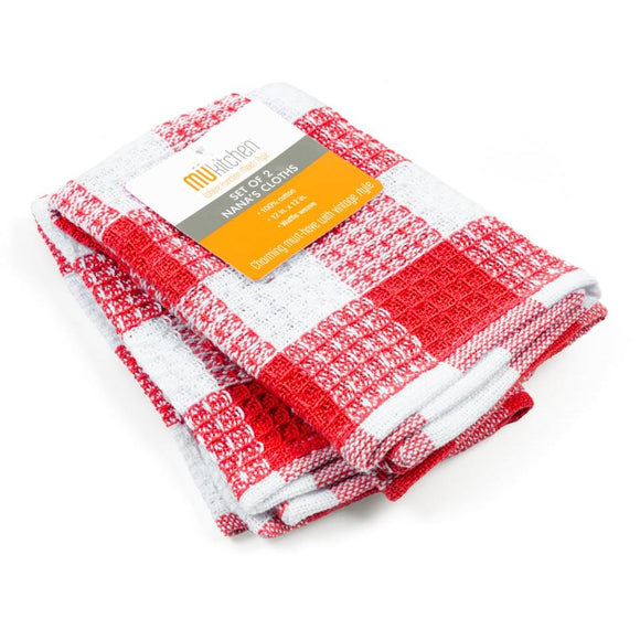 Mü Kitchen Nana's Dishcloth, Set of 2, Crimson