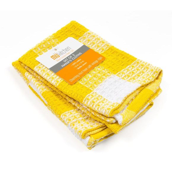 Mü Kitchen Nana's Dishcloth, Set of 2, Mustard