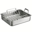 Tramontina Prima Stainless Steel Deep Roasting Pan w/ Basting Grill & V-Rack, 16.5''