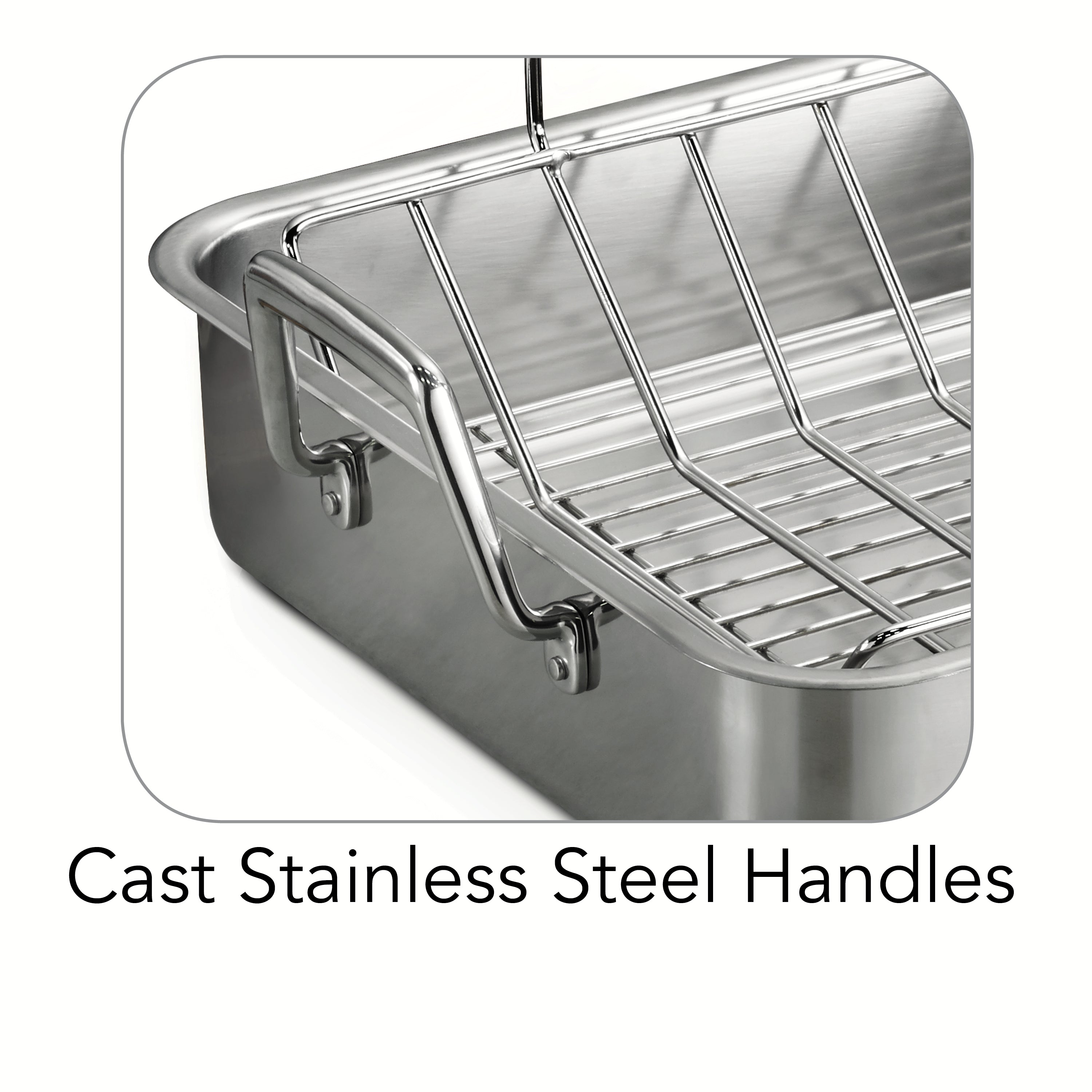 Tramontina Prima Stainless Steel Deep Roasting Pan w/ Basting Grill & V-Rack, 16.5''