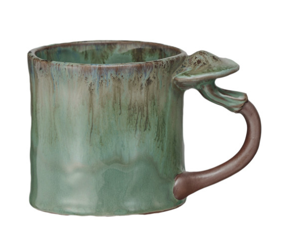 creative co-op Stoneware Mug w/ Mushroom Handle, 14 oz, Sold Individually, 4 Styles