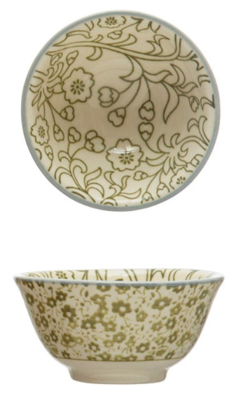 Creative Co-Op Stoneware Pinch Pot, Multiple Designs, Sold Individually
