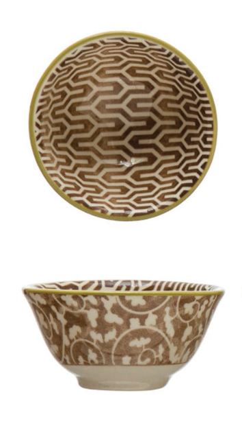 Creative Co-Op Stoneware Pinch Pot, Multiple Designs, Sold Individually