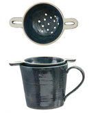 Creative Co-Op 14 oz Stoneware Mug with Strainer, Set of 2, Multiple Colors-2