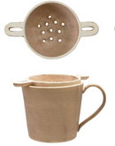 Creative Co-Op 14 oz Stoneware Mug with Strainer, Set of 2, Multiple Colors-3