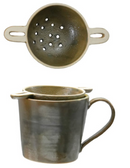 Creative Co-Op 14 oz Stoneware Mug with Strainer, Set of 2, Multiple Colors-4
