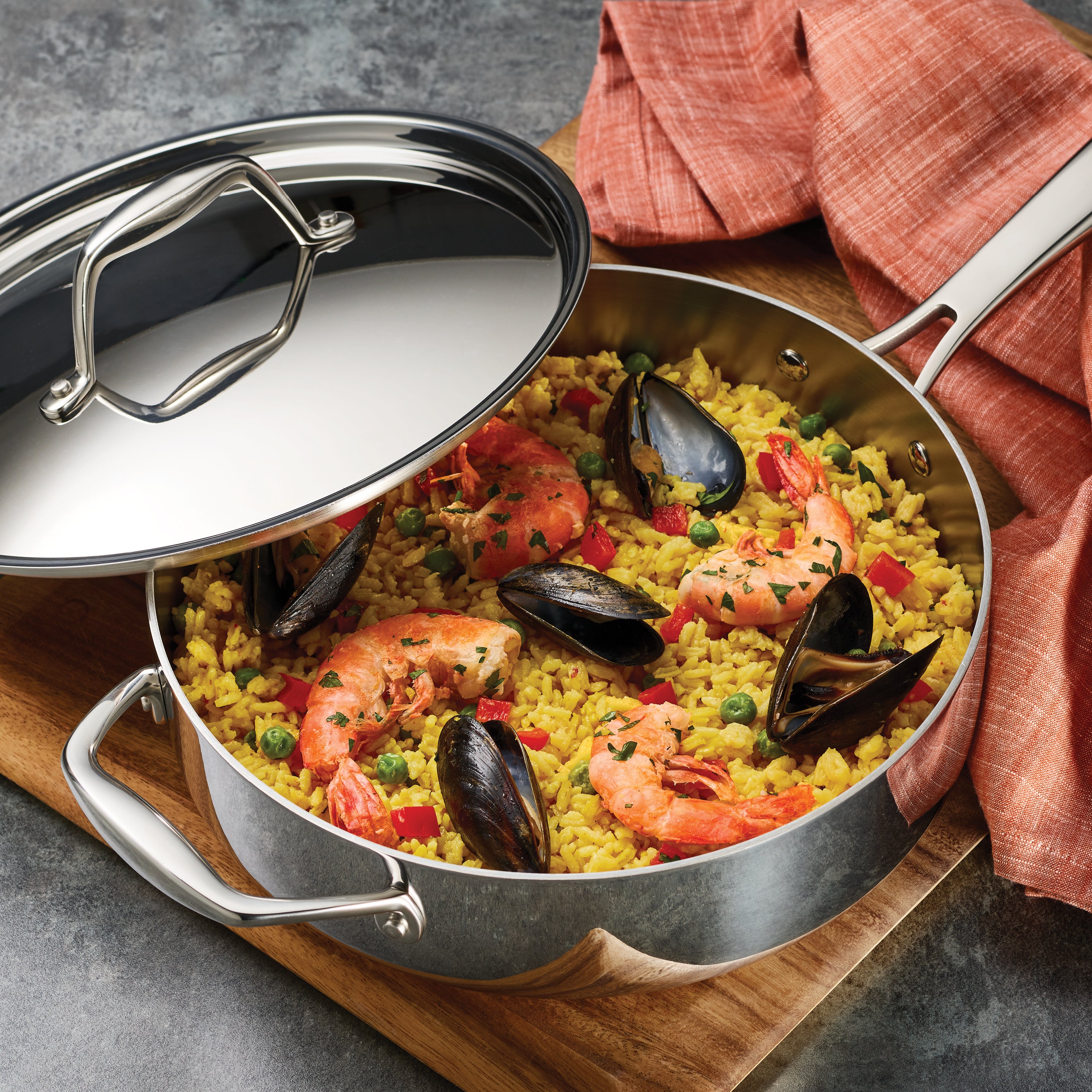 Tramontina Signature 3 Qt Tri-Ply Clad Stainless Steel Covered Deep Saute Pan