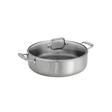 Tramontina Tri-Ply Clad 6 Qt Stainless Steel Covered Braiser w/ Glass Lid