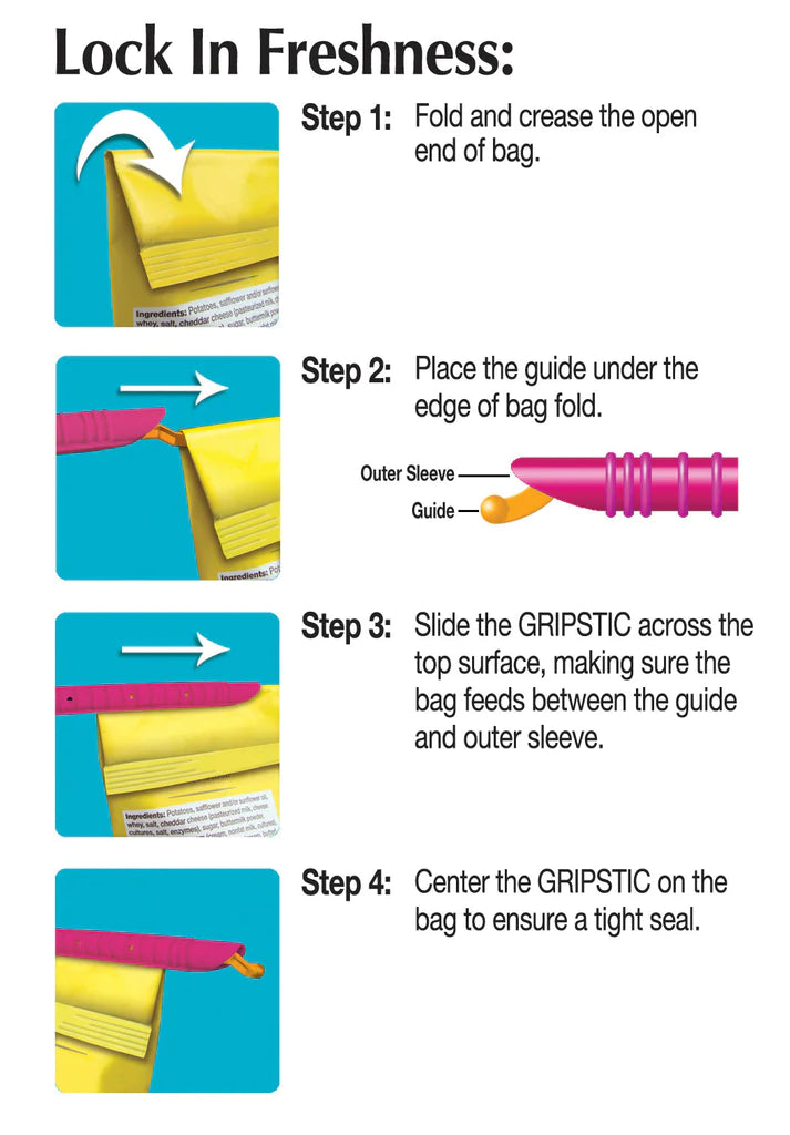 Gripstic Bag Clip, 12-pack Assorted