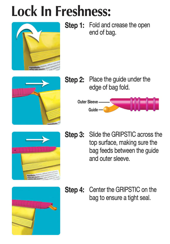 Gripstic Bag Clip, 12-pack Assorted