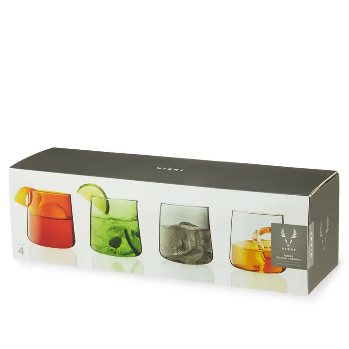 Viski Aurora Glass Cocktail Tumblers, Set of 4