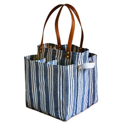 Capabunga Heavy Canvas Market Tote, Patterned with Brown Handles