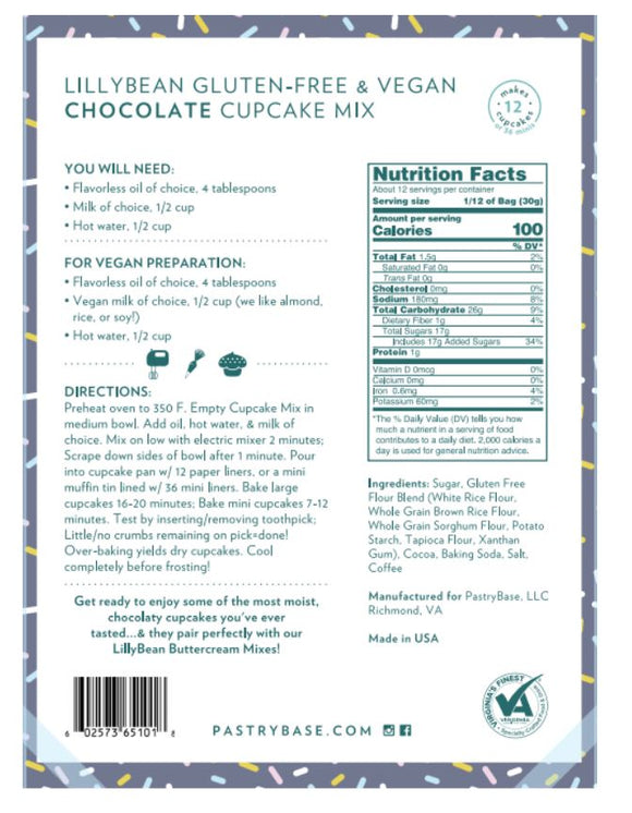 LillyBean Baking Vegan & Gluten-Free Chocolate Cake & Cupcake Mix