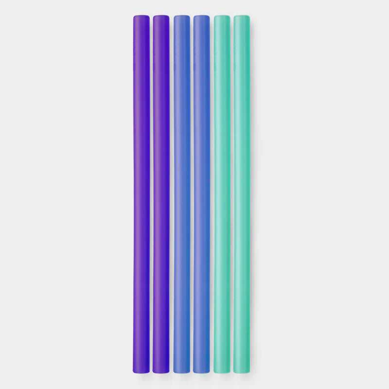 GoSili Standard Silicone Straws, set of 6, Purple/Blue/Sea