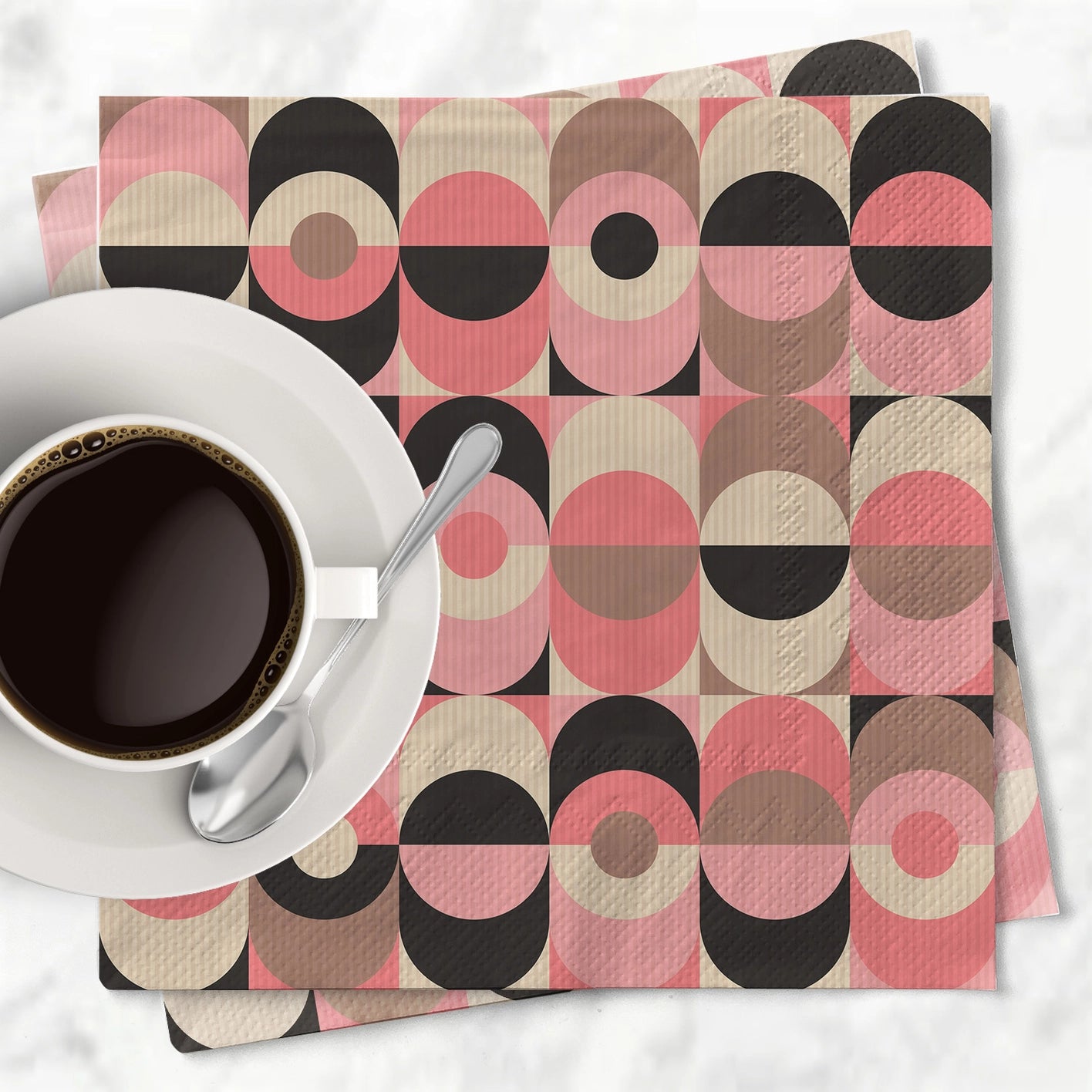 Mod Lounge Paper Co Cocktail Napkin Pink and Black Oval