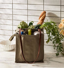 Capabunga Canvas Market Tote with Insert & Adjustable Handles, Caper Green
