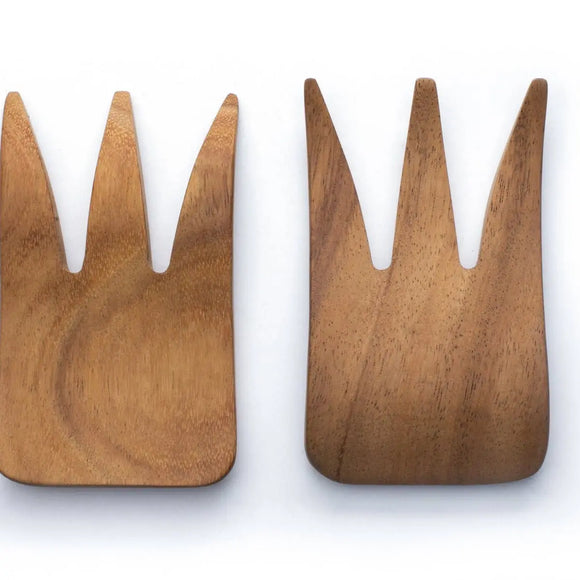 Ironwood Gourmet Acacia Bear Claw Salad Servers, Set 2