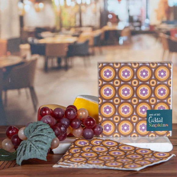 Mod Lounge Paper Co Cocktail Napkin Flower In Circle