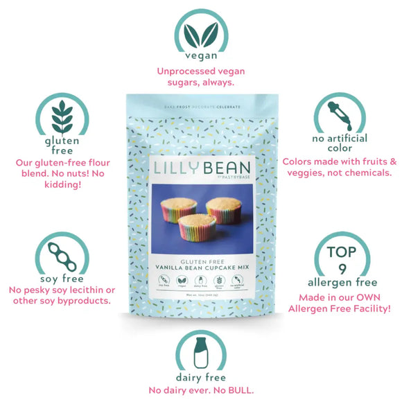 LillyBean Baking Vegan & Gluten-Free Vanilla Bean Cake Cupcake Mix