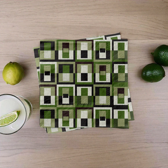Mod Lounge Paper Co Cocktail Napkin Green Square in Rectangle