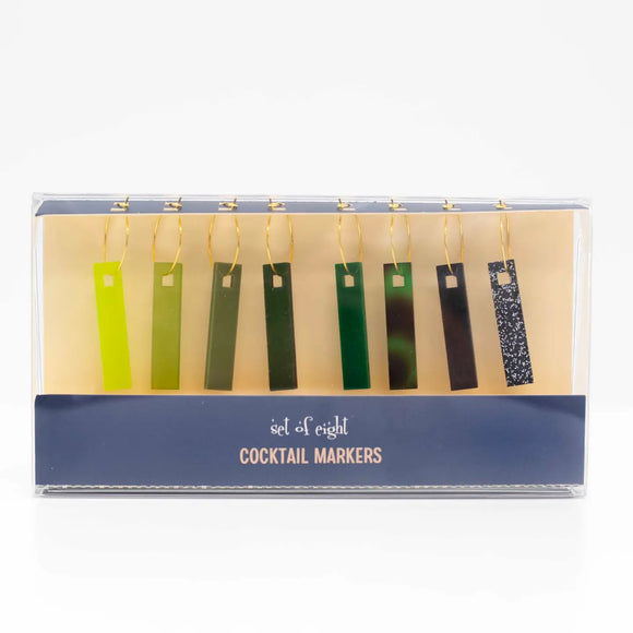 Mod Lounge Paper Co Wine Charms, Shades of Green