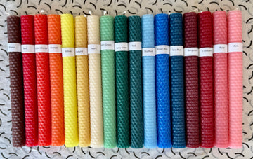 Bee-Light Hand Rolled Beeswax Taper Candles, Sold Individually, NEW COLORS