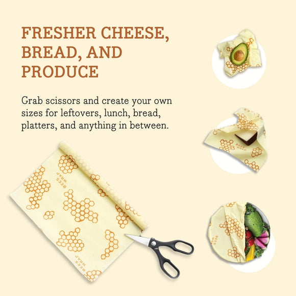 Bee's Wrap Cut-To-Size Roll, Multiple Designs
