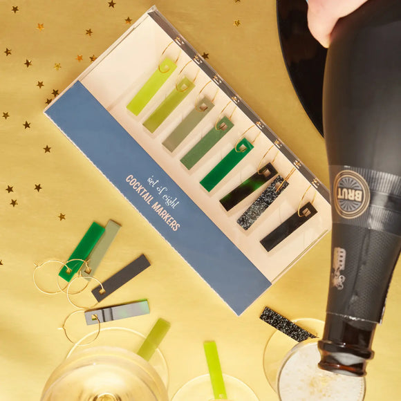 Mod Lounge Paper Co Wine Charms, Shades of Green