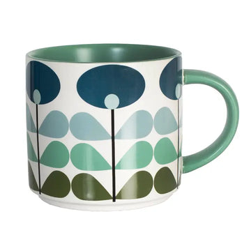 Mod Lounge Paper Co Mid Century Blue Mod Flower Matte Mug