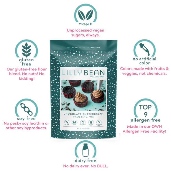 LillyBean Baking Vegan & Gluten-Free Chocolate Buttercream Frosting Mix