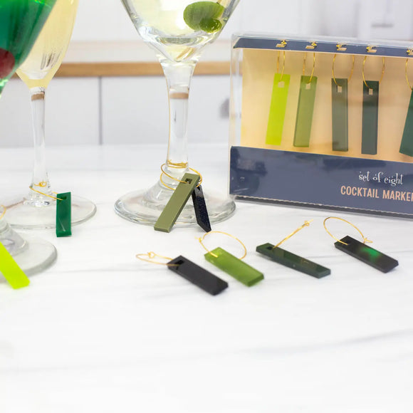 Mod Lounge Paper Co Wine Charms, Shades of Green