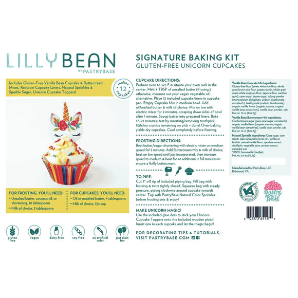 LillyBean Baking Vegan & Gluten-Free Unicorn Cupcake Baking Kit