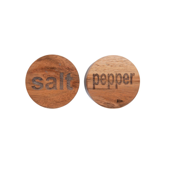 Creative Co-Op Salt or Pepper Container w/ Wood Lid, Sold Individually