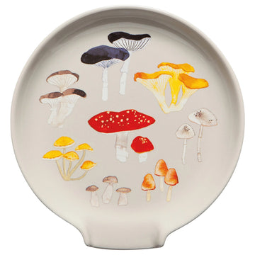 Now Designs Stoneware Spoon Rest, Field Mushrooms